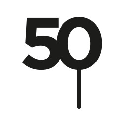 50, svart cake topper